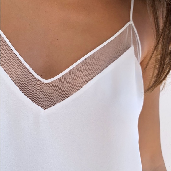 Babaton Aritzia XS Galen Camisole Adjustable Mesh Burgundy V-Neck Tank Top - Picture 7 of 9